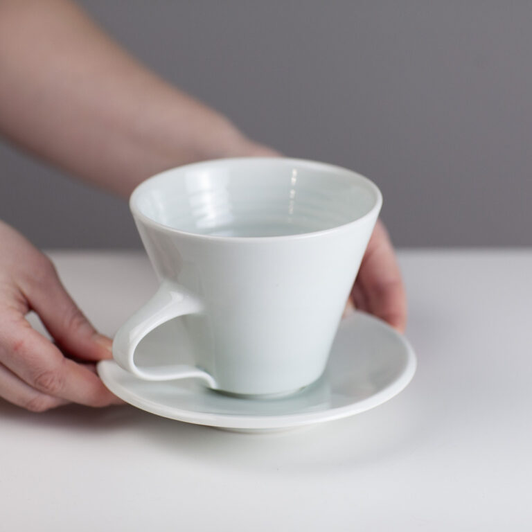 Cup and saucer blue TT067 by Tricia Thom