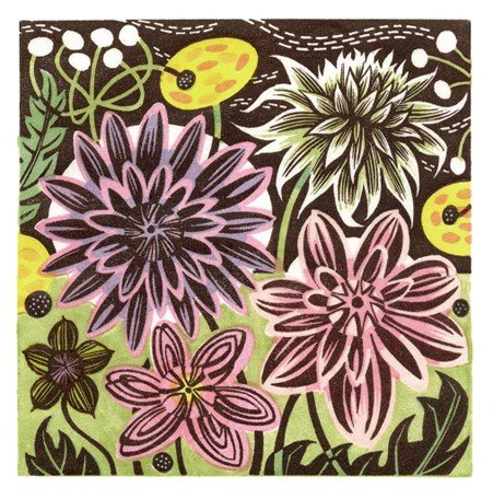 Dahlias and Anemones by Angie Lewin
