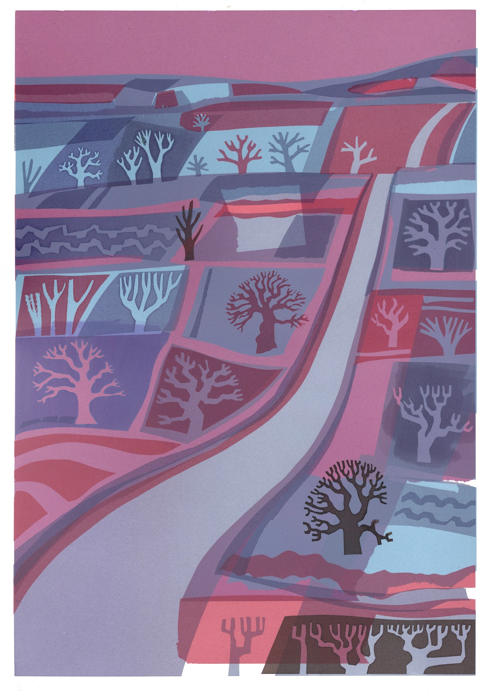 Road and Fields by Carry Akroyd