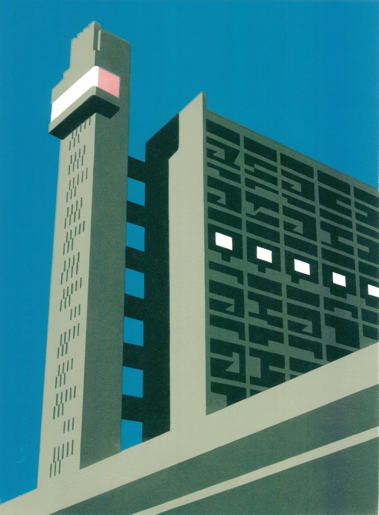 Trellick Blue IV Unframed by Paul Catherall