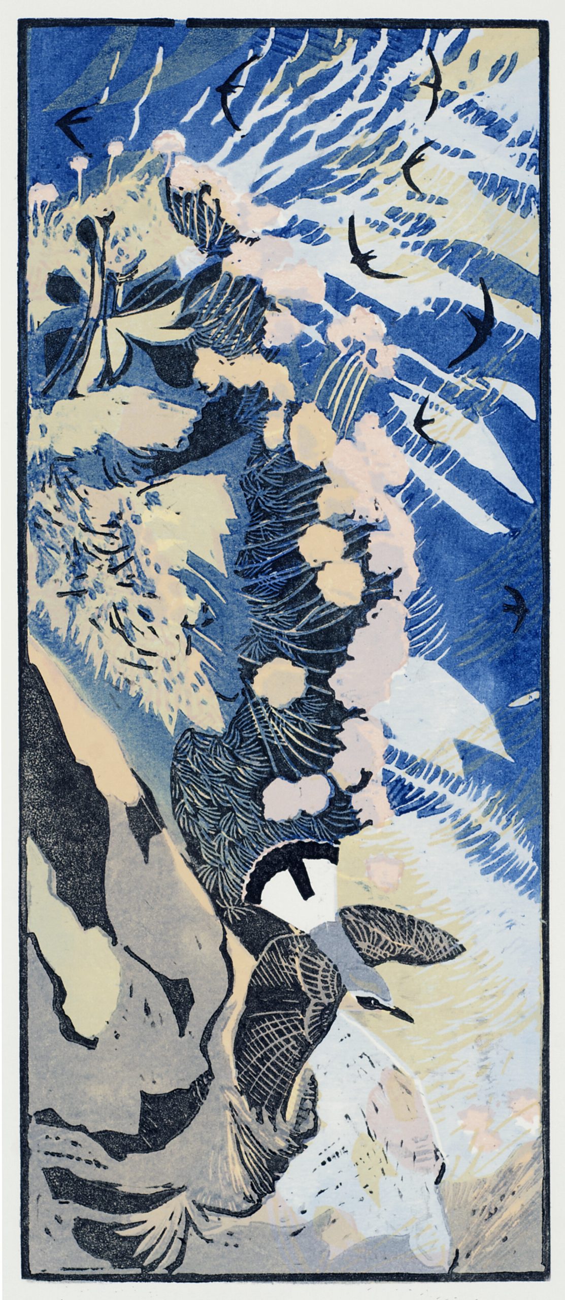 Wheatear and Swifts by Robert Greenhalf