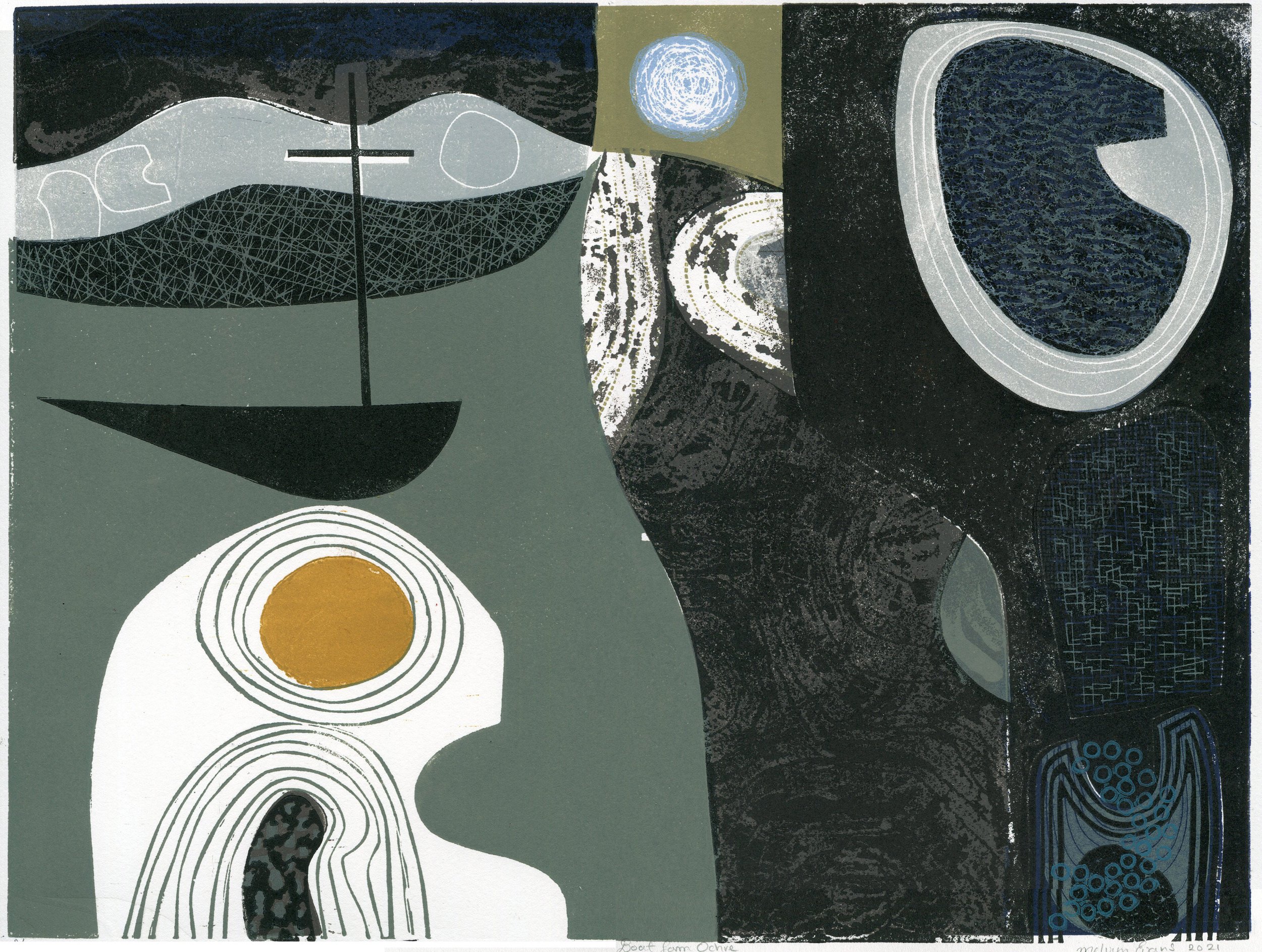 Boat Form Ochre by Melvyn Evans