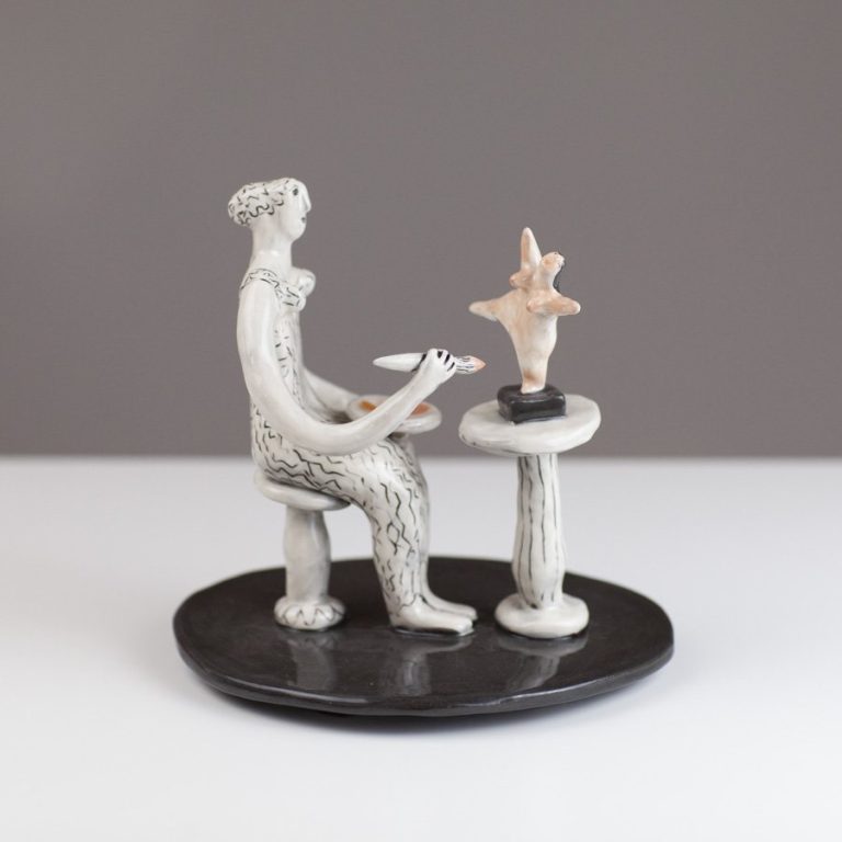 Classical Woman Painting a Sculpture by Jenny Southam