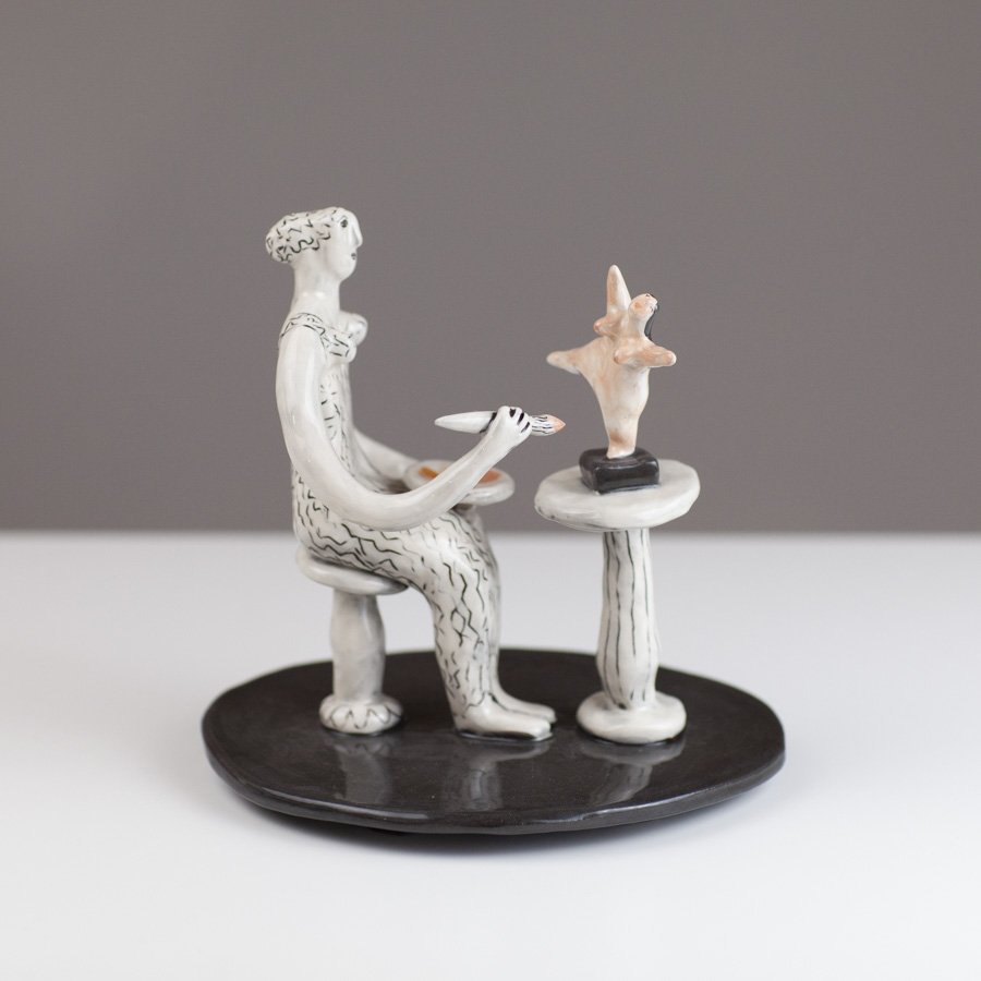 Classical Woman Painting a Sculpture by Jenny Southam
