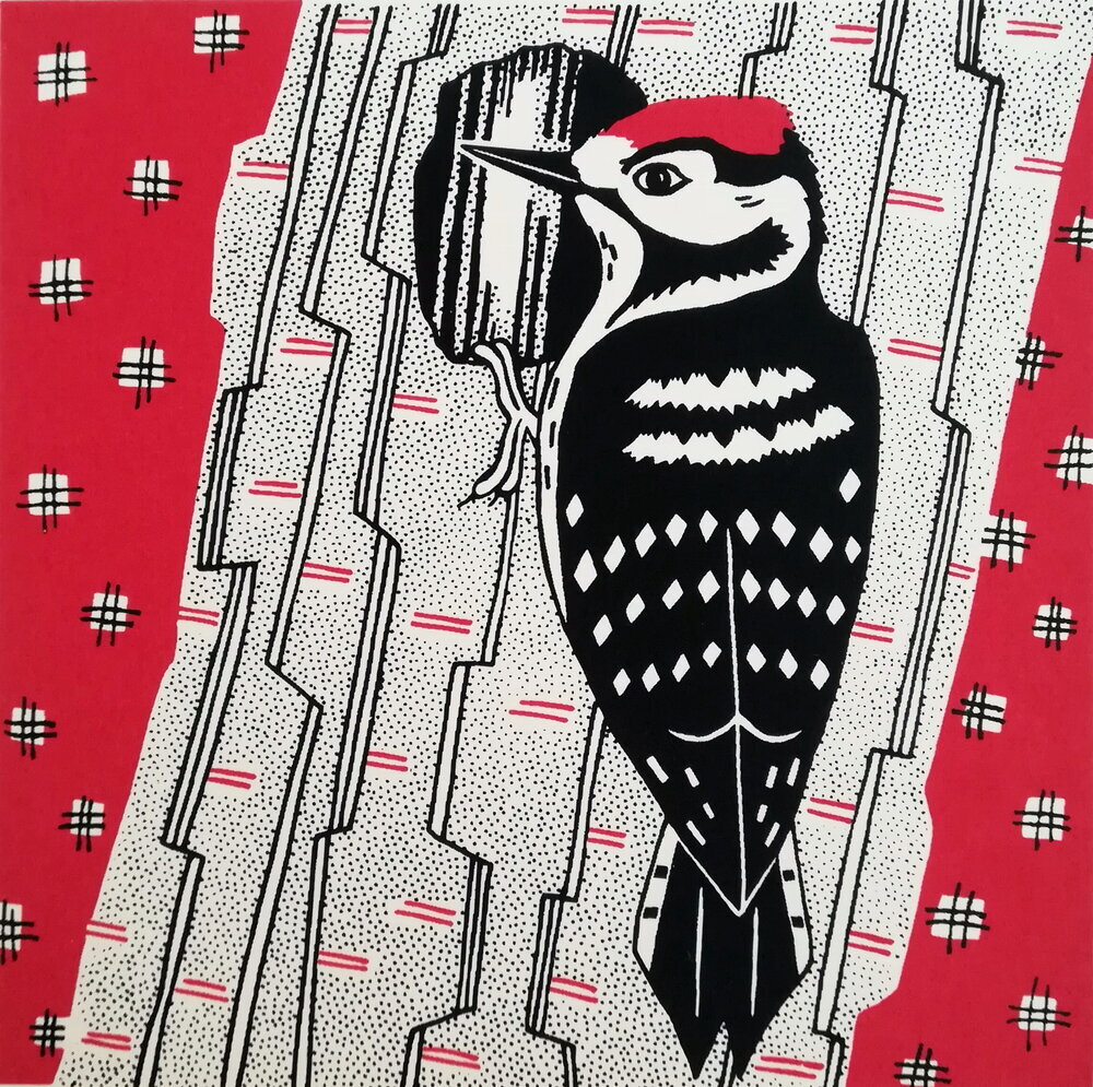 Unframed Lesser Spotted Woodpecker by Catherine Bowdler