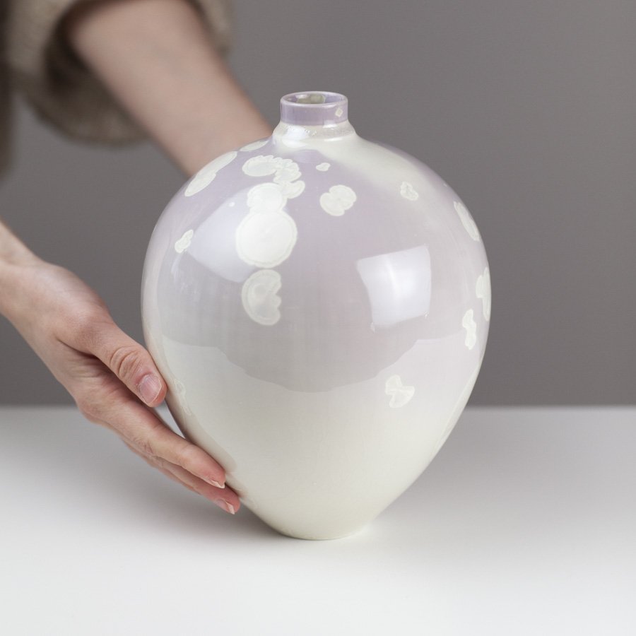 RESERVED CUSTOMER ORDER Ivory & Purple Crystalline Vase MHO21 by Matt Horne