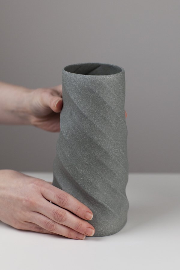 Medium Twist Conical Vessel Green 10 by Sally Bertram