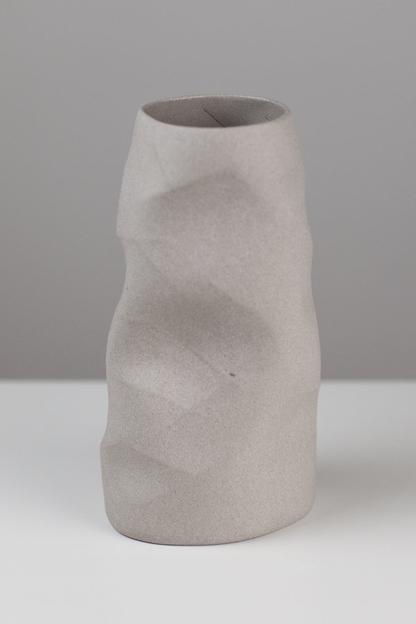 Medium Geo Conical Vessel Light Grey 13 by Sally Bertram