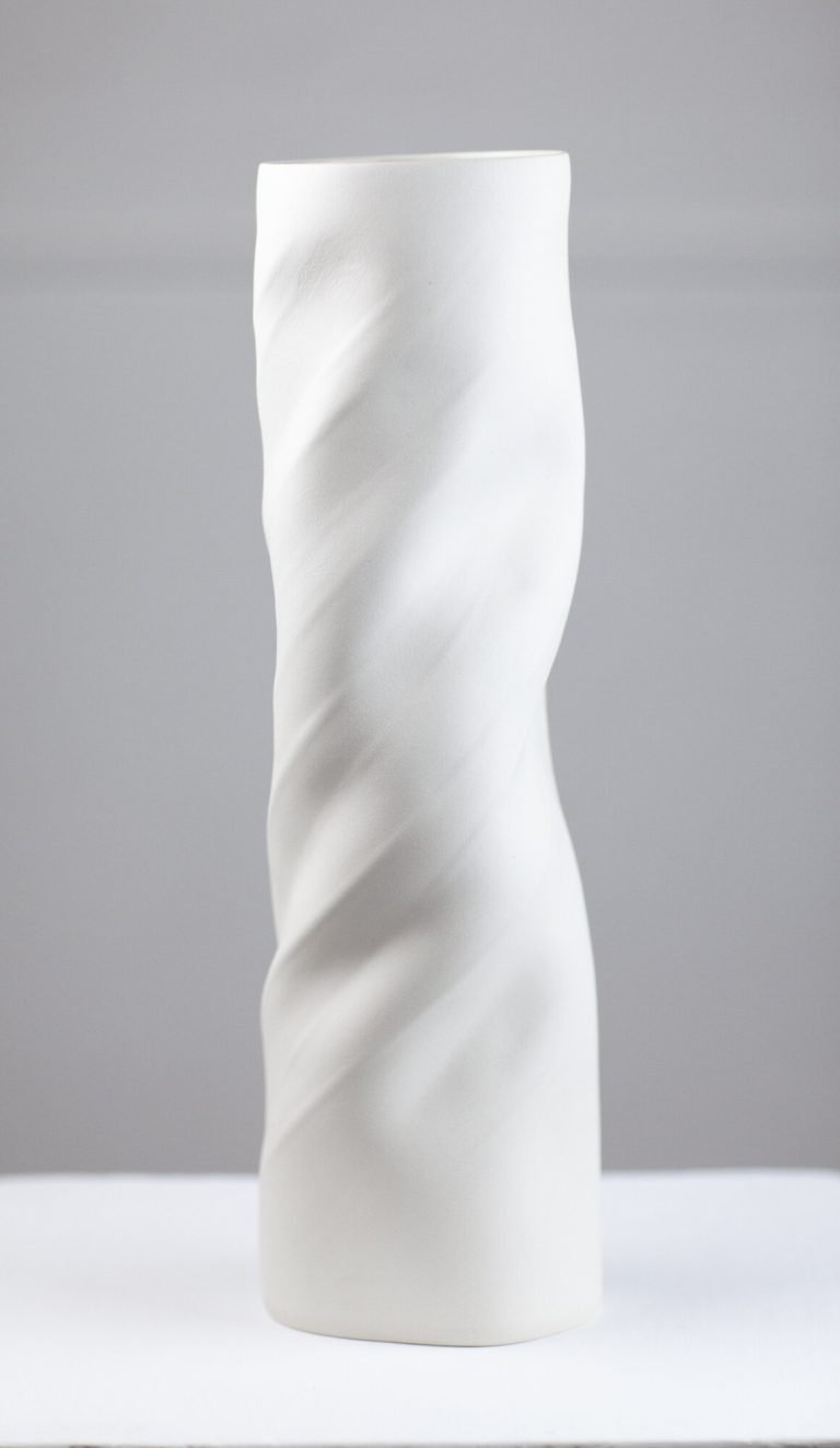 Large White Twist Vessel by Sally Bertram