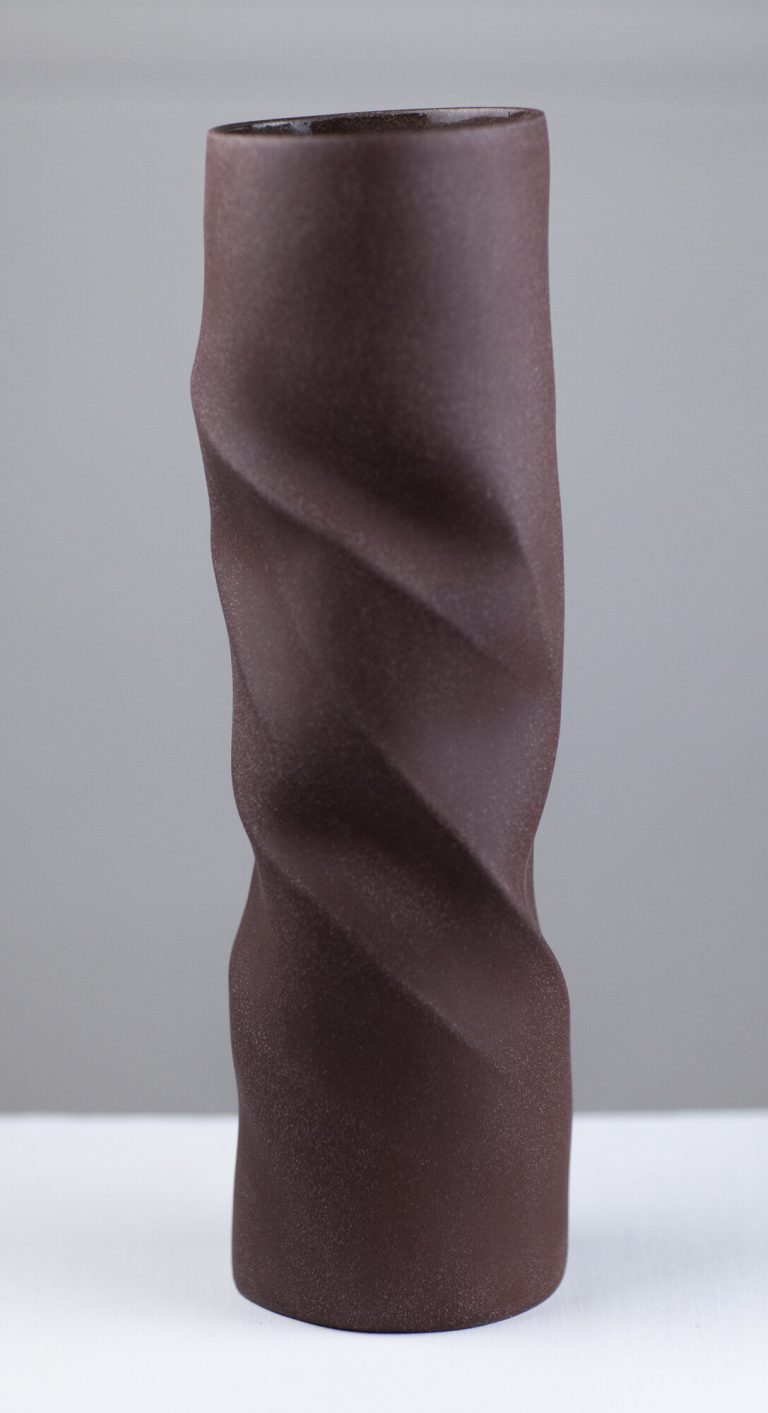 Large Burgundy Twist Vessel by Sally Bertram