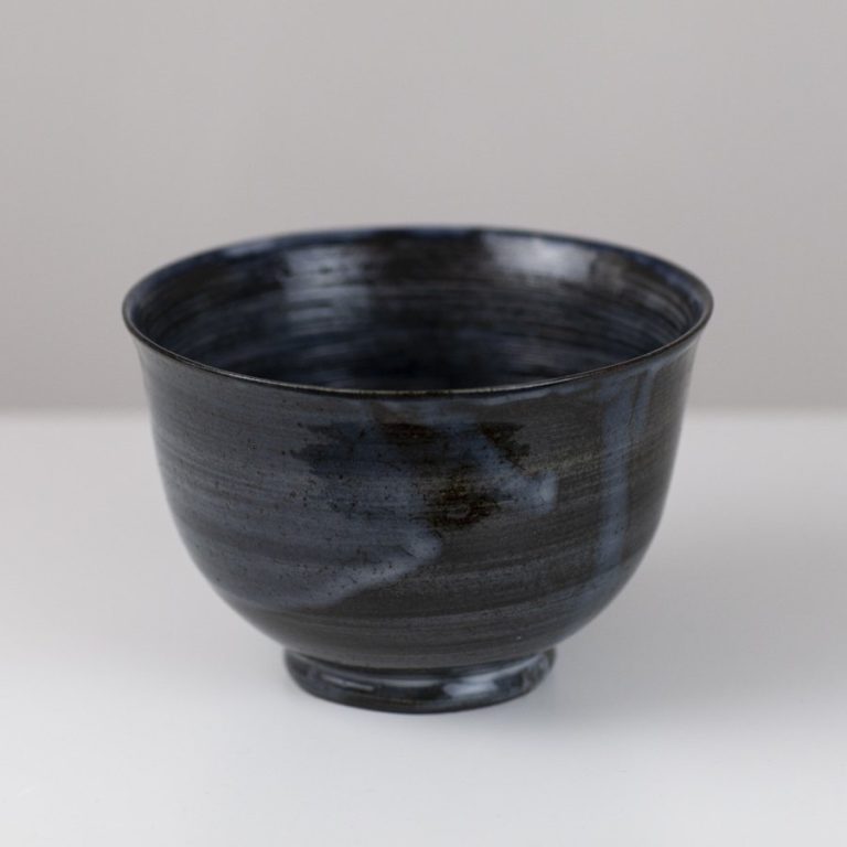 Medium Indigo Dark Lines Bowl by Karen Bunting