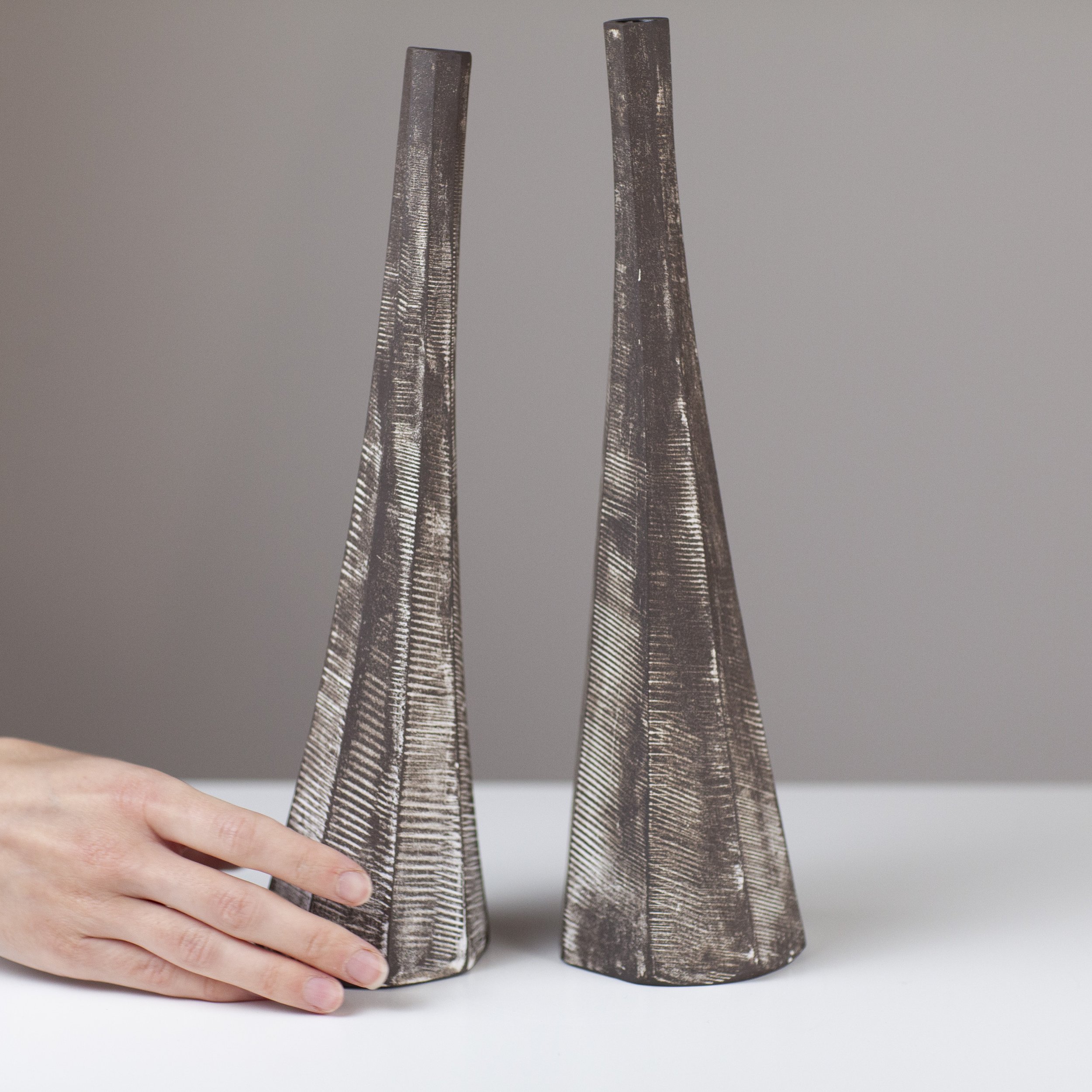 Pair of Leaning Bottles EM144 by Emily Myers