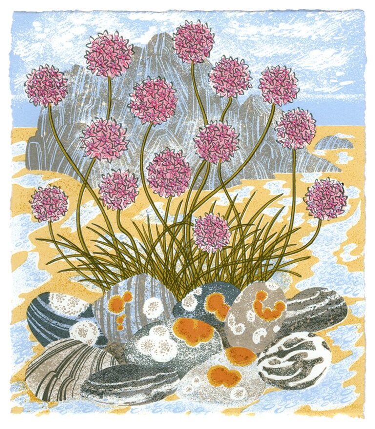 Sea Pinks and Pebbles by Angie Lewin