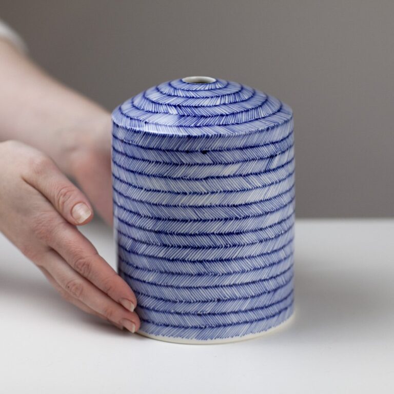 Large Folded Rim Vase Herringbone by Tamsin Arrowsmith-Brown