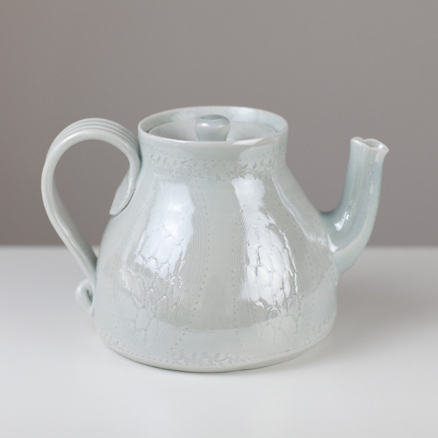 Teapot, Celadon glaze MG 27 by Margaret Gardiner
