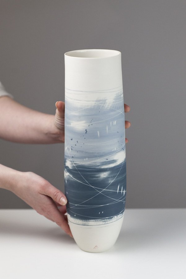 Tall narrow base cylinder vase AT136 by Ali Tomlin