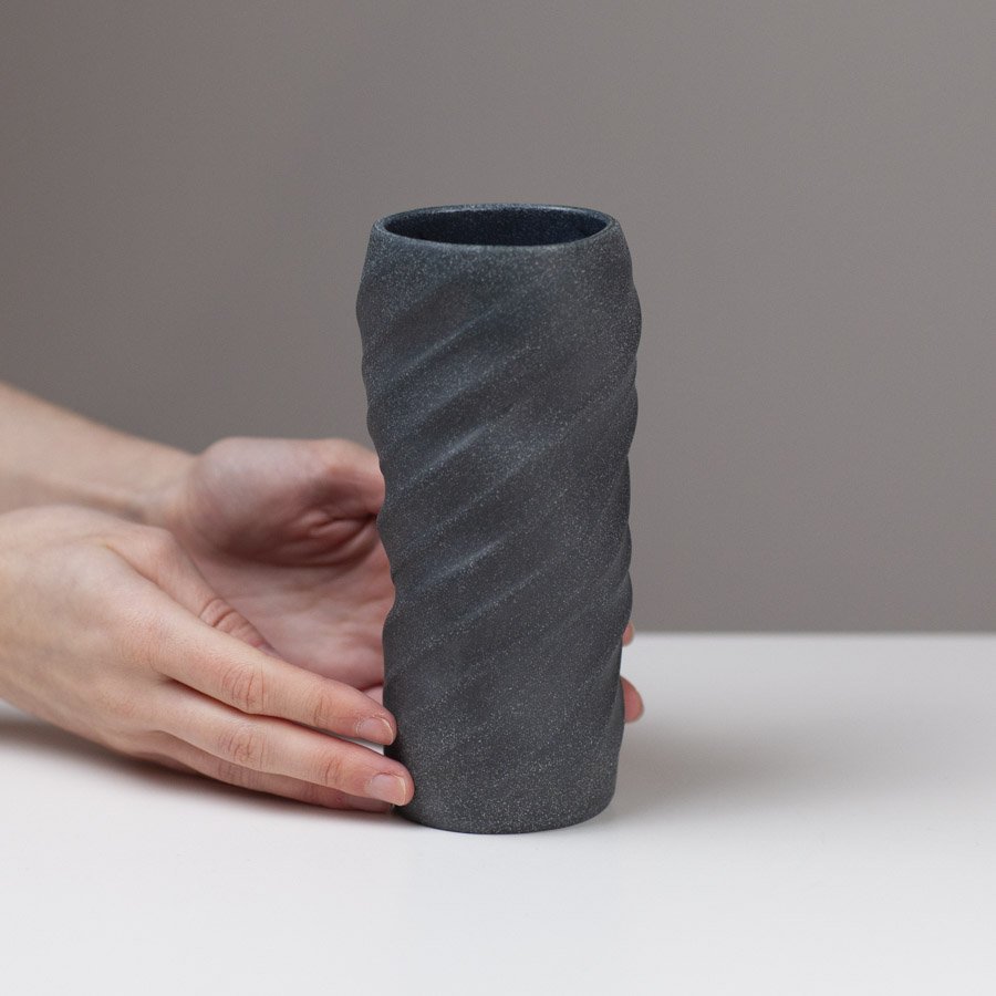 Small Twist Vessel Midnight I by Sally Bertram