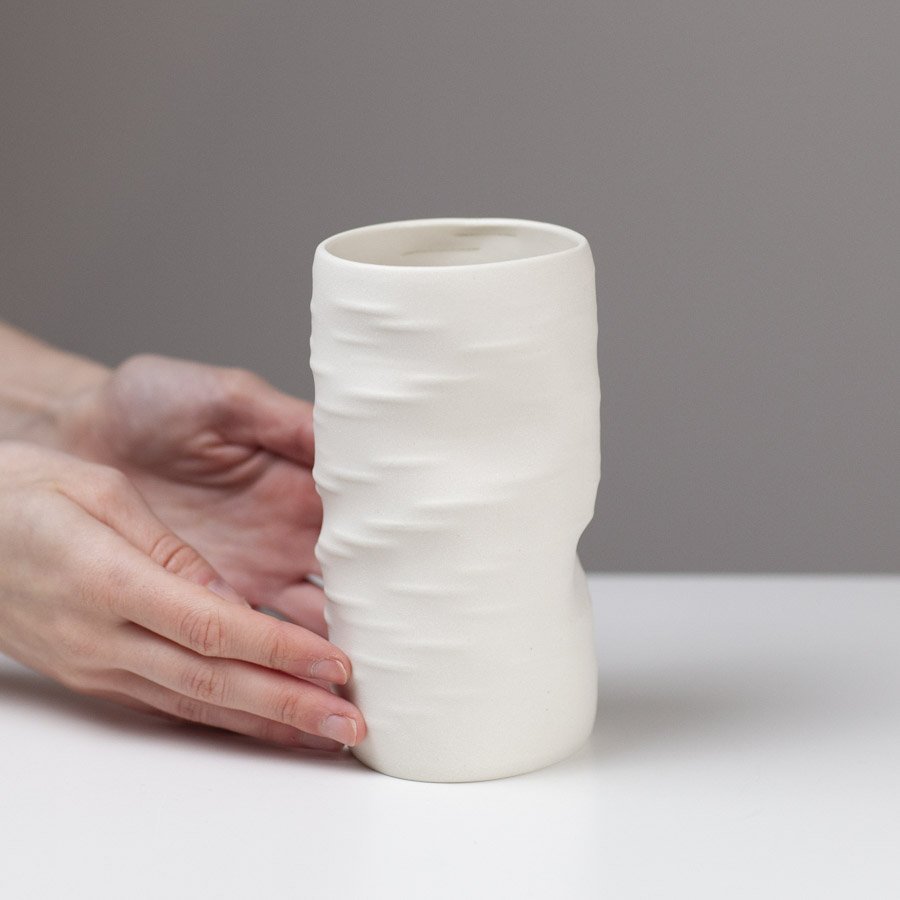 Small Dash Vessel White by Sally Bertram