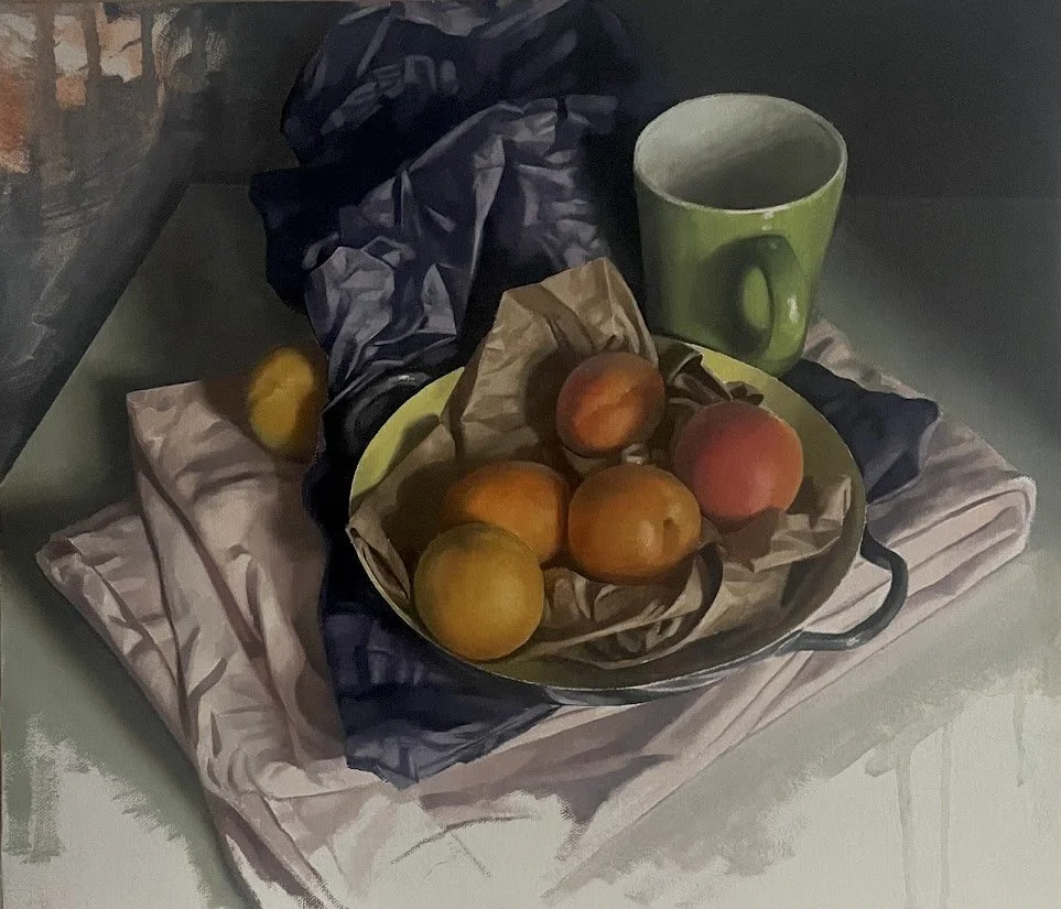 Apricots with Green Mug by Angelo Murphy