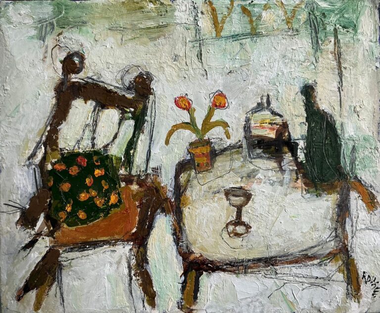 Chair and Spotty Cushion by Annie Rouse