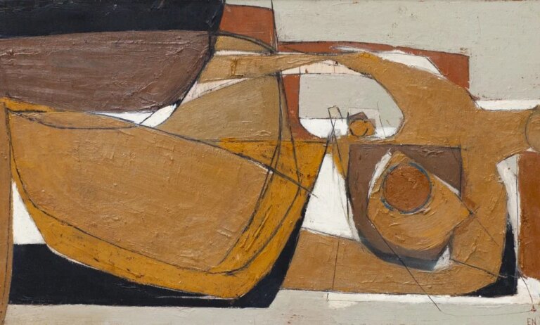 Reclining Nude in Ochre and Blue by Elizabeth Neville