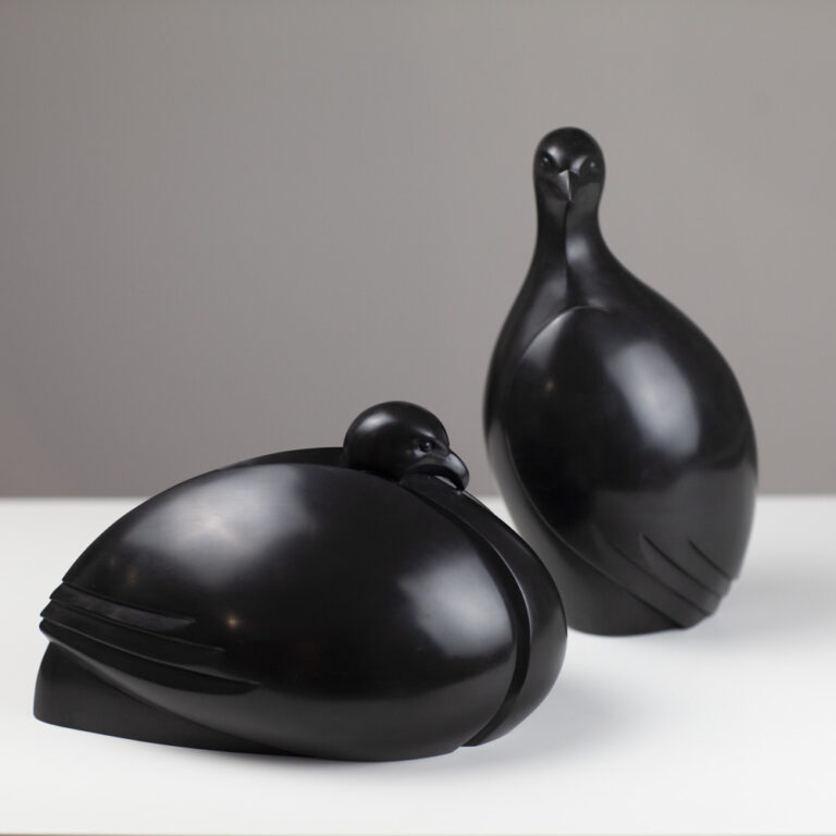Partridge Pair Black Metal Resin by Paul Harvey