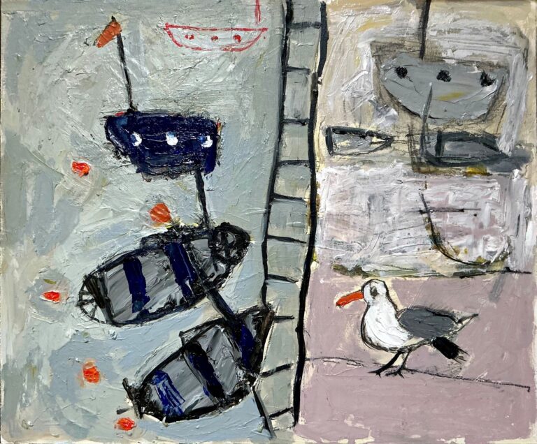 Seagull and Boats by Annie Rouse