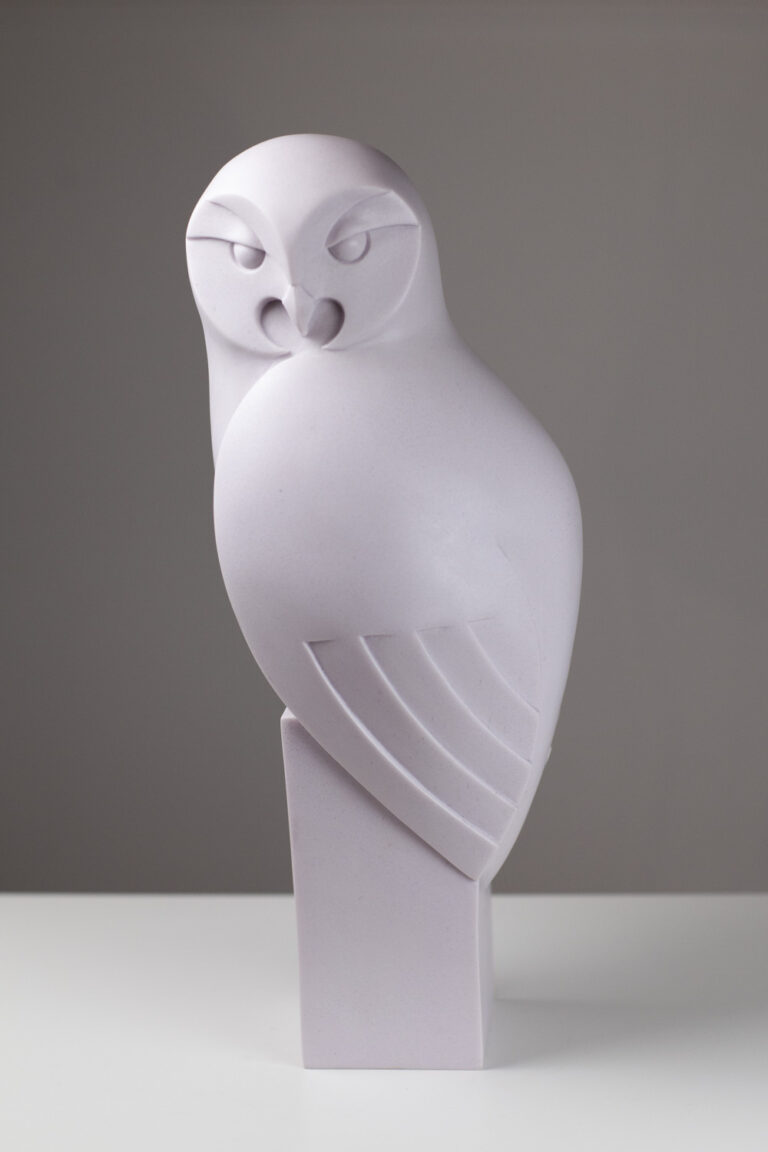 Tawny Owl White Marble by Paul Harvey
