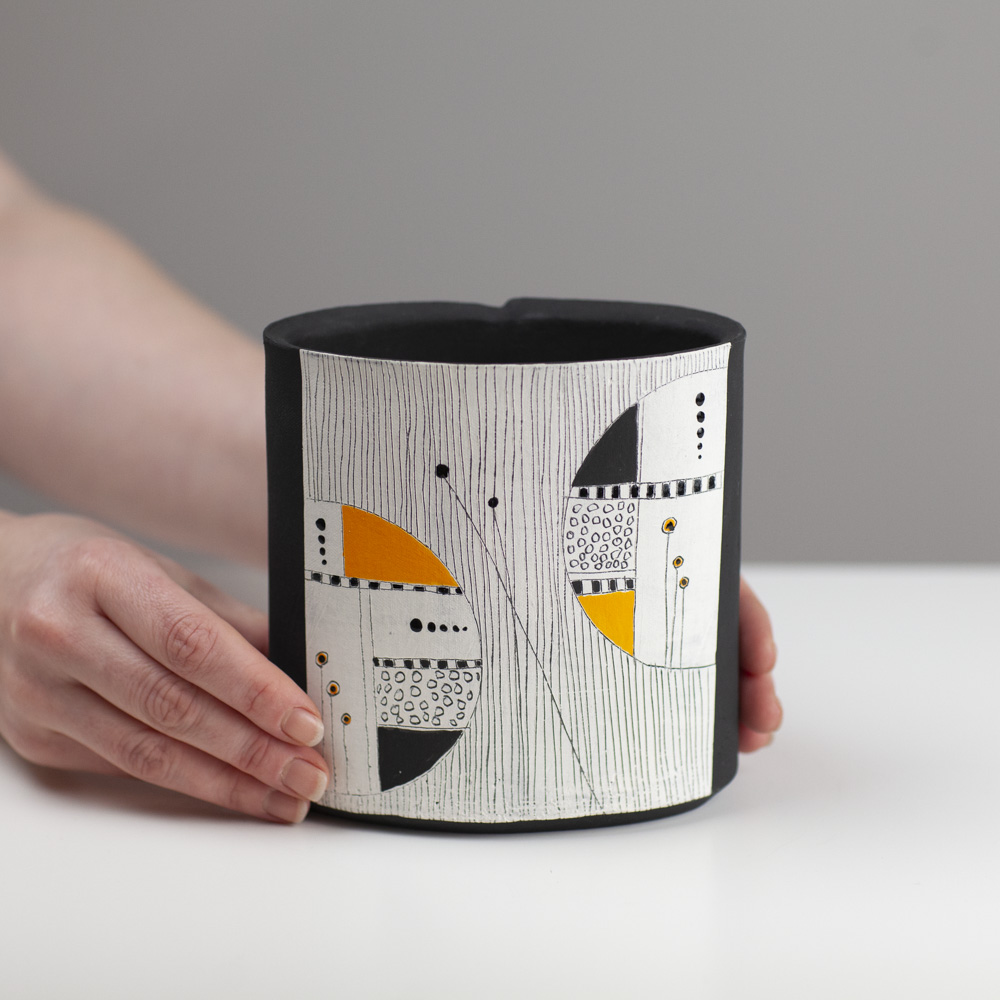 Slab Abstract Black Orange 5 by Jane Hollidge