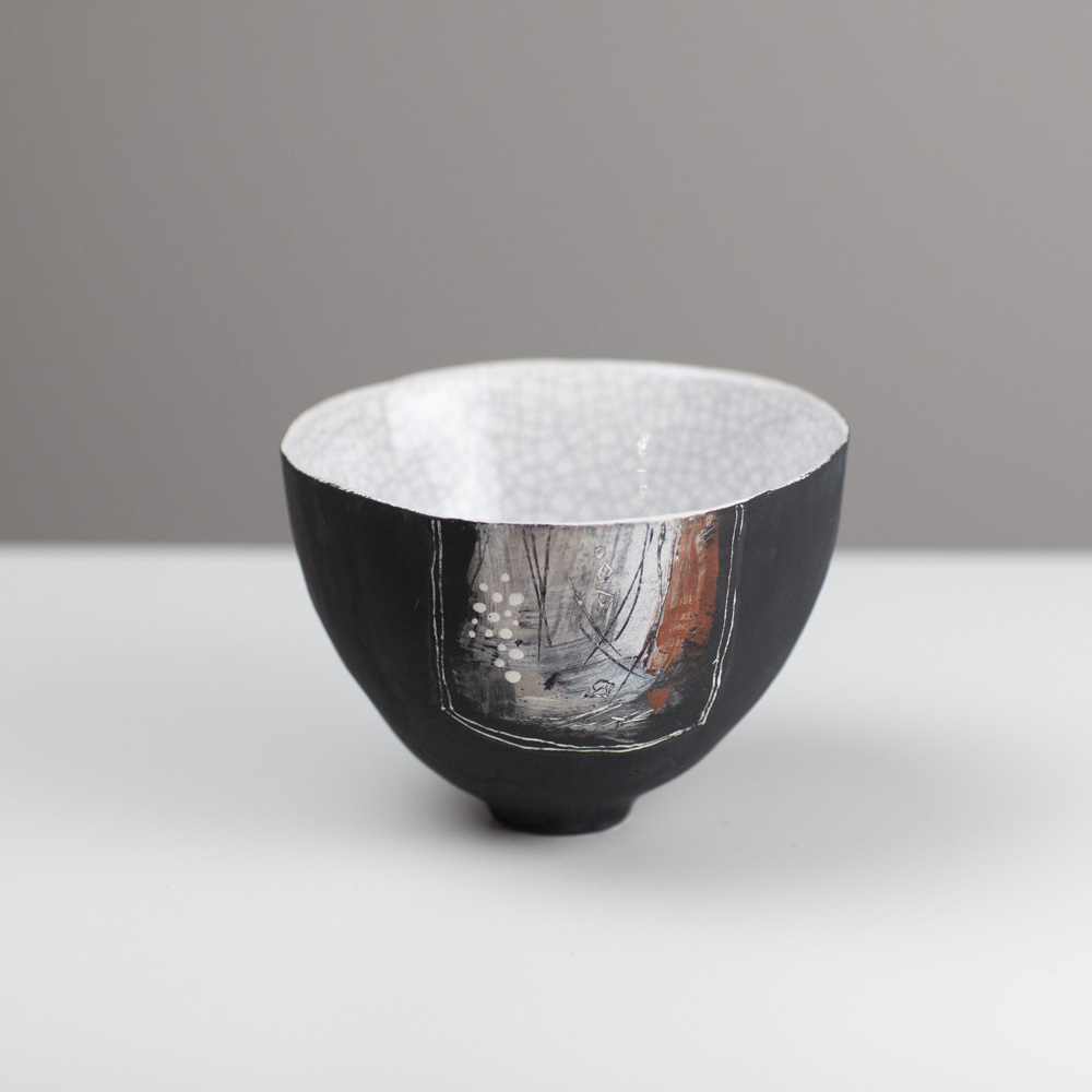 Black Abstract Crackle 10 by Jane Hollidge