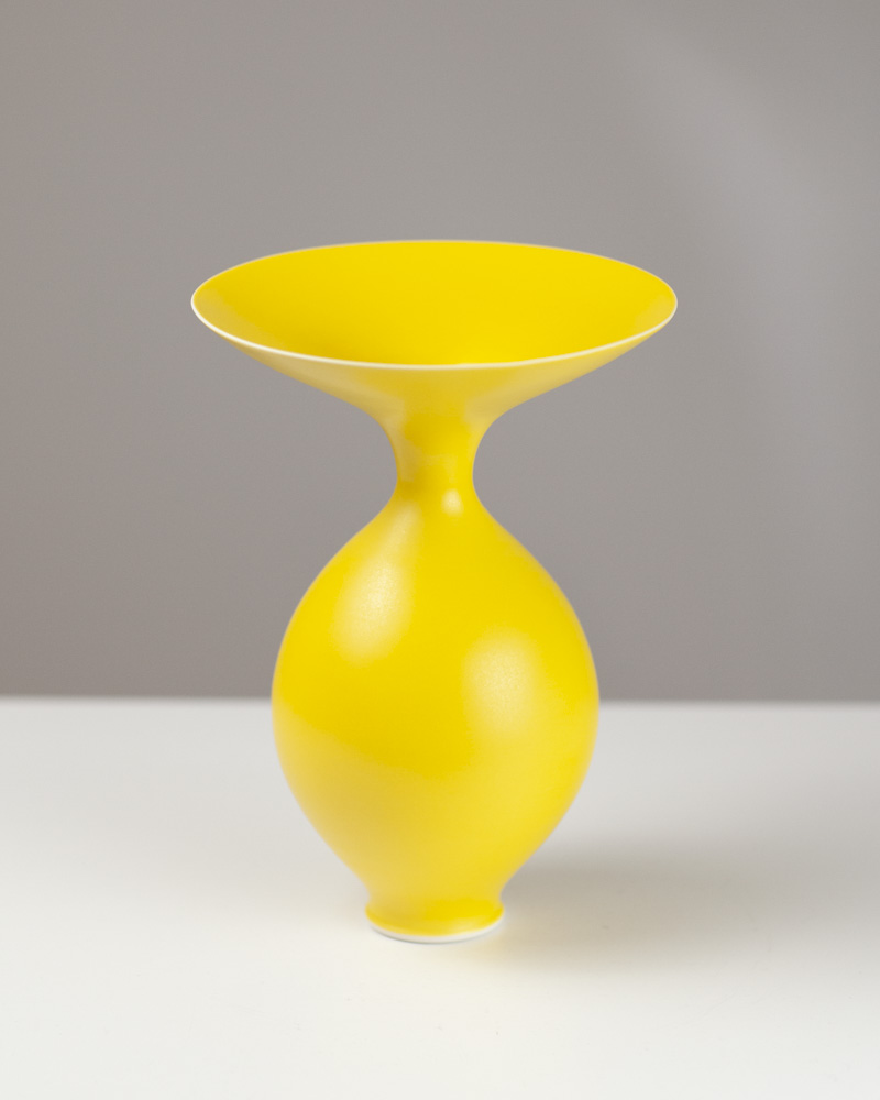 Wide-top bright yellow vase 5e by Anna Silverton